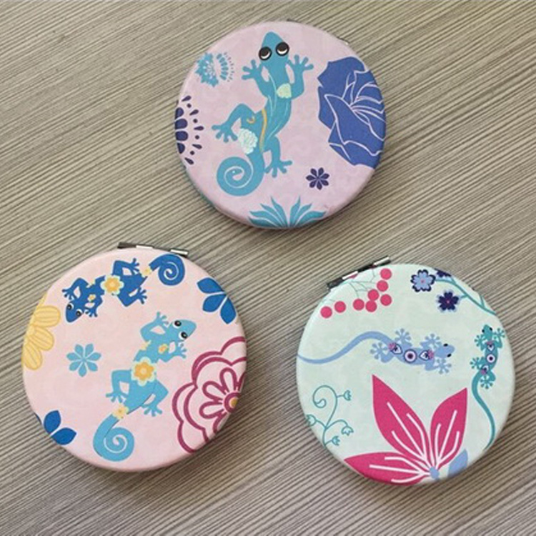 Custom Women Small Foldable PU Pocket Mirror for Souvenir Gift