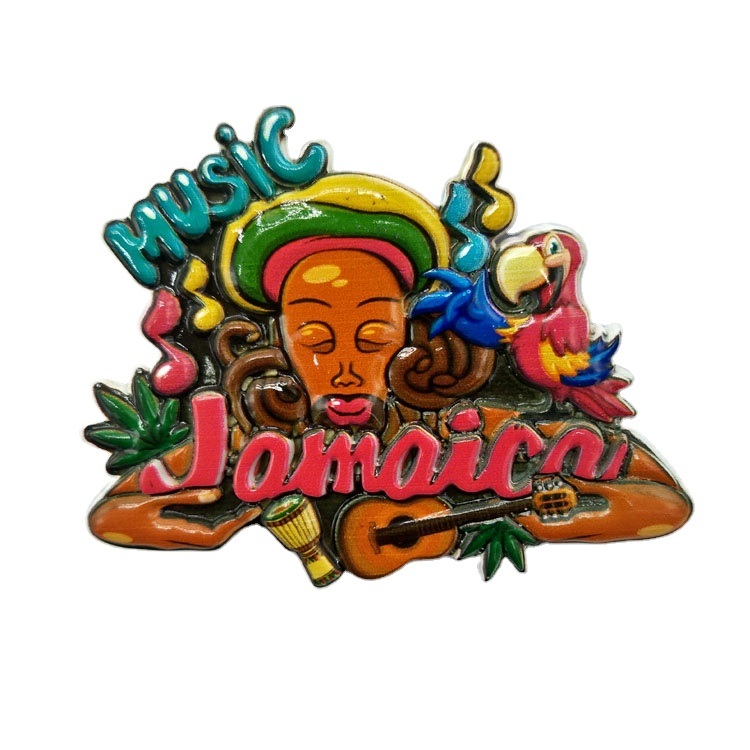 Custom Tourist Metal Powder Hard Jamaica Souvenir Fridge Magnet