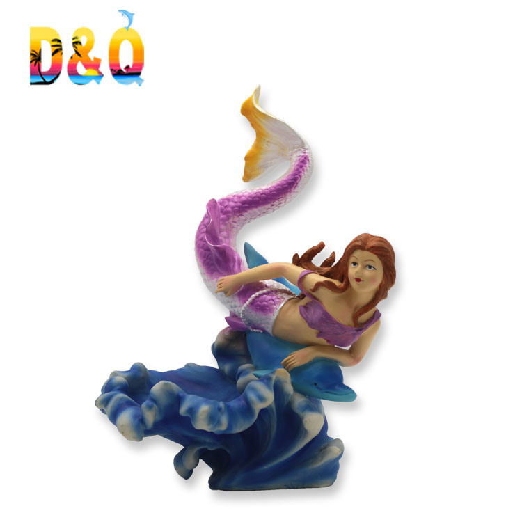 Factory Custom Hand Painted Resin Mermaid Figurine for Home Decoration