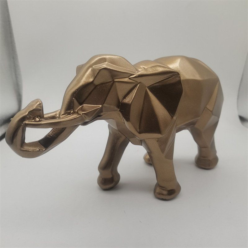 Luxury Nordic Home Decor Geometric Gold Elephant Figurine Resin Elephant Statue