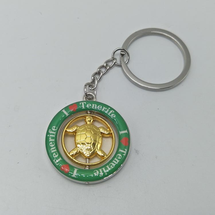 Promotional Gift Beach Tourist Souvenir 3D Rotating Keychain Zinc Alloy Custom Spinning Keychain