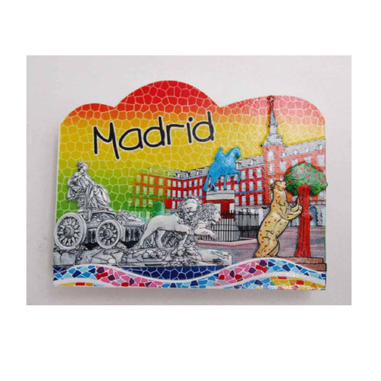 Custom Printing Spain Tourism Gift Resin Souvenir Magnet Madrid Souvenir Fridge Magnet