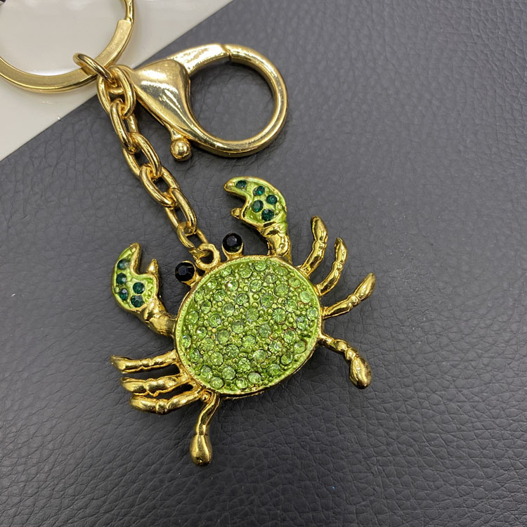 Personalized Souvenir Crystal Rhinestone Zinc Alloy Marine Cute Crab Keychain for Gift