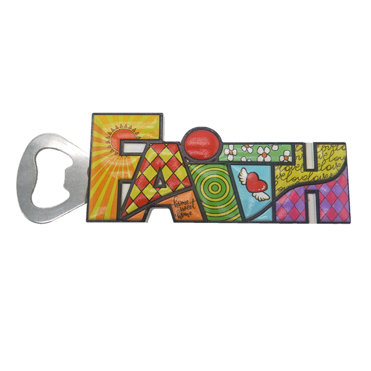 Custom Printed Letter Shape Beach Souvenir Resin Fridge Magnet Bottle Opener