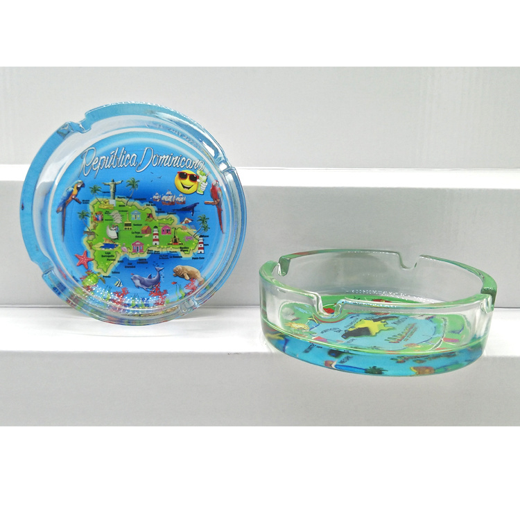 Custom Round Shape Beach Clear Glass Ashtray for Souvenir Gift