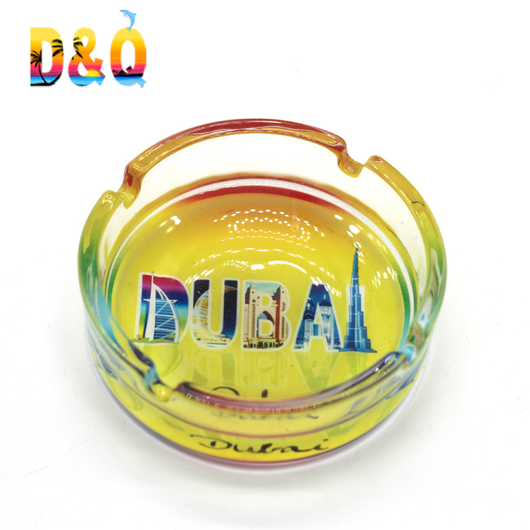 Custom Tourist Souvenir Dubai Glass Ashtray