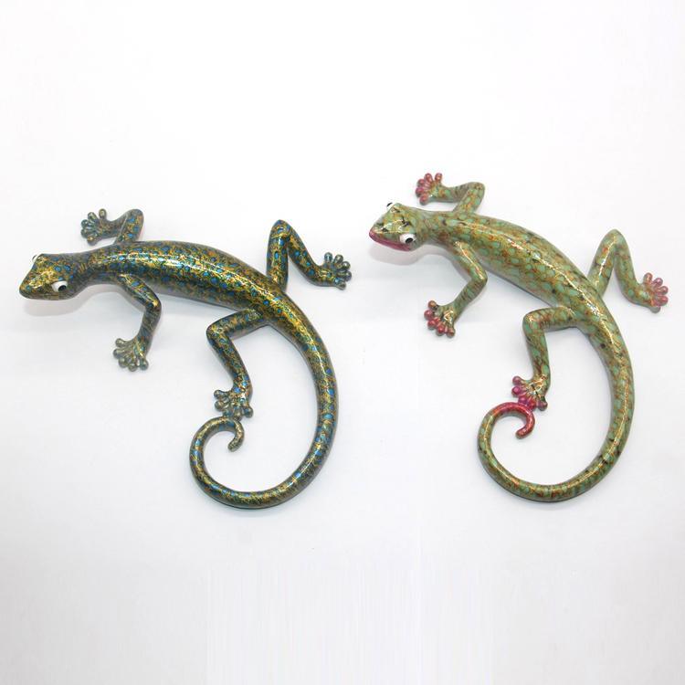 Modern Art 3D Decorative Gecko Statue Resin Lizard Wall Decor Hanging