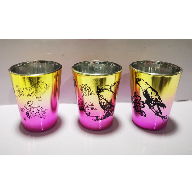 Custom Decal Design Souvenir Electroplate Color Shot Glass