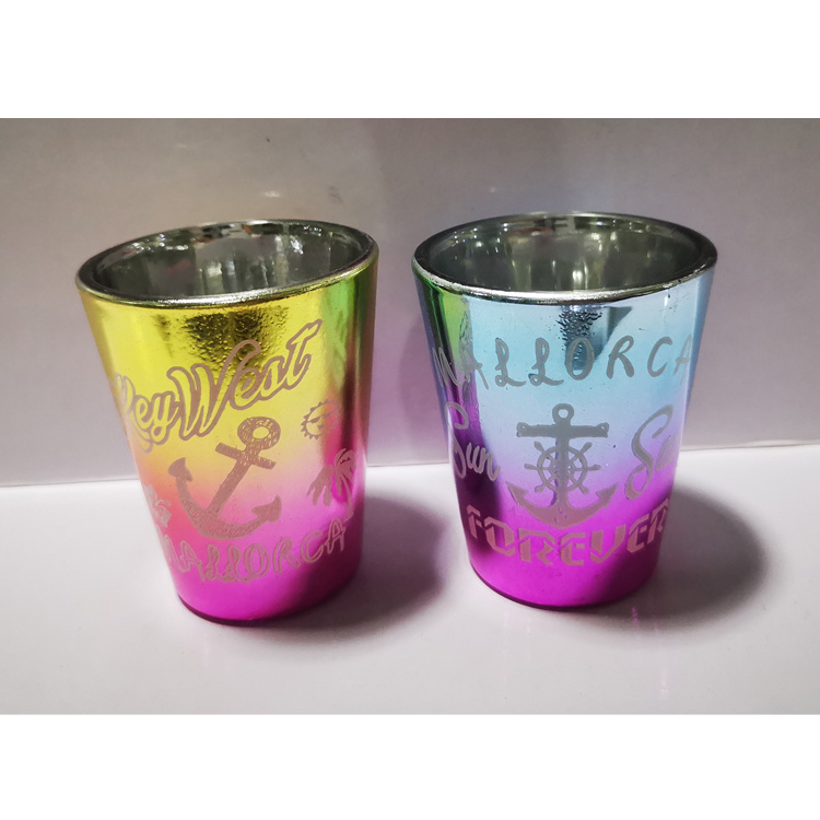 Custom Decal Design Souvenir Electroplate Color Shot Glass