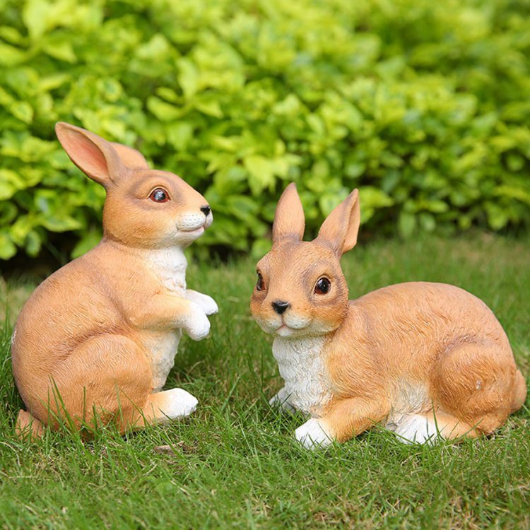 Custom Animal Statue Outdoor Garden Decoration Lovely Resin Rabbit Figurine