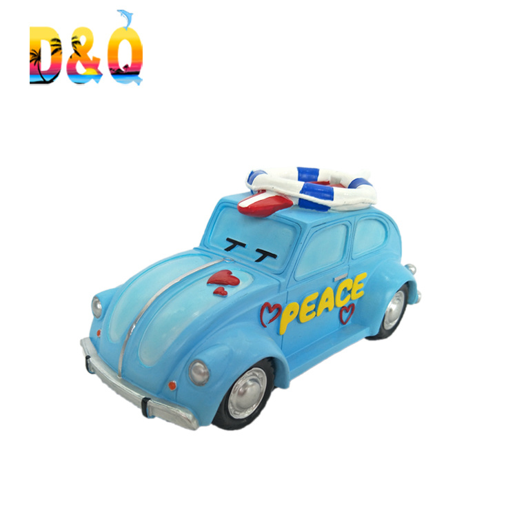 Customized Beach Bus Car Shape Resin Coin Bank for Kids