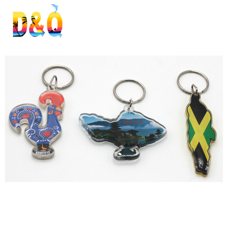 Souvenirs Gift Cheap Flip Flop Keychain Clear Custom Acrylic Keychain