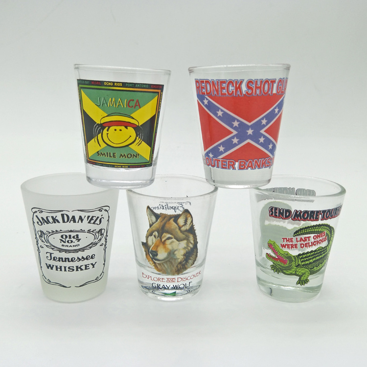 Tourist Souvenir Decal Design Customised Small Shot Glasses