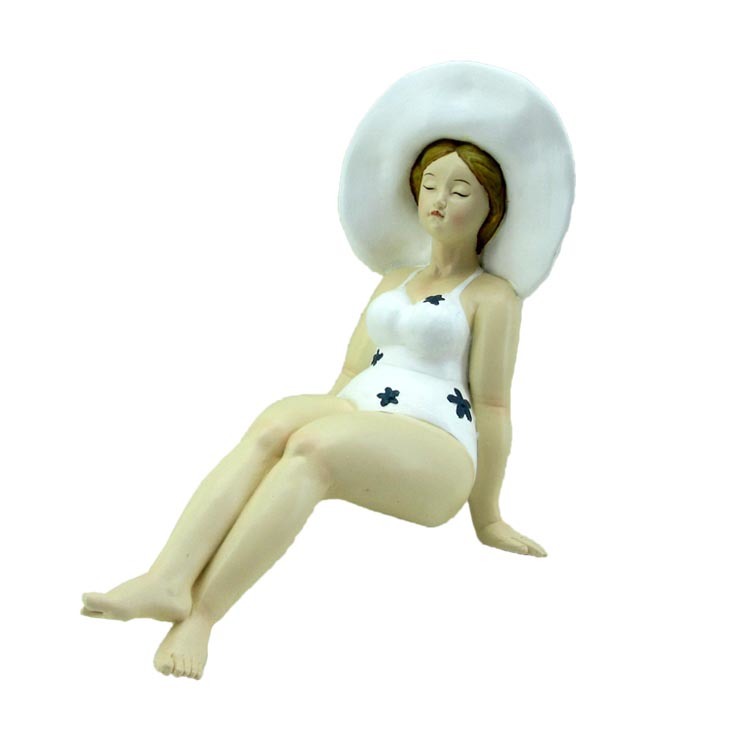 Wholesale Custom Cute Souvenir Figurine Resin Beach Lady Statue for Home Decoration