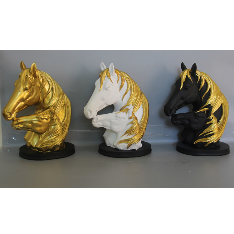 Factory Wholesale Resin Double Horse Head Figurine Horse Statue Home Decor