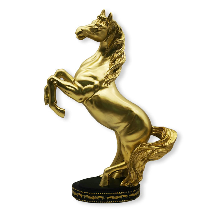 Modern Home Office Decoration Golden Resin Horse Head Statue