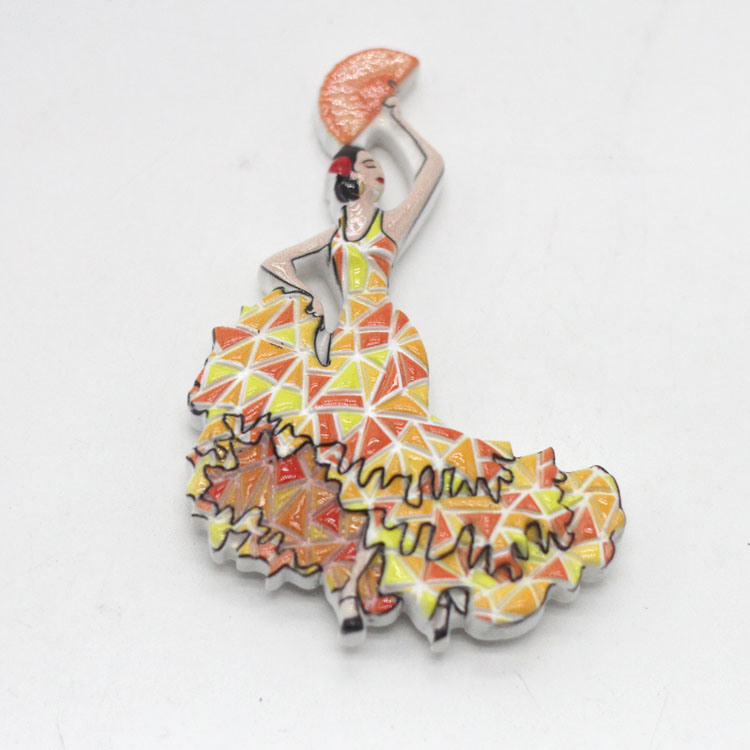 Wholesale Travel Souvenir Resin Magnet Flamenco Spain Souvenir Dancer Girl Fridge Magnet