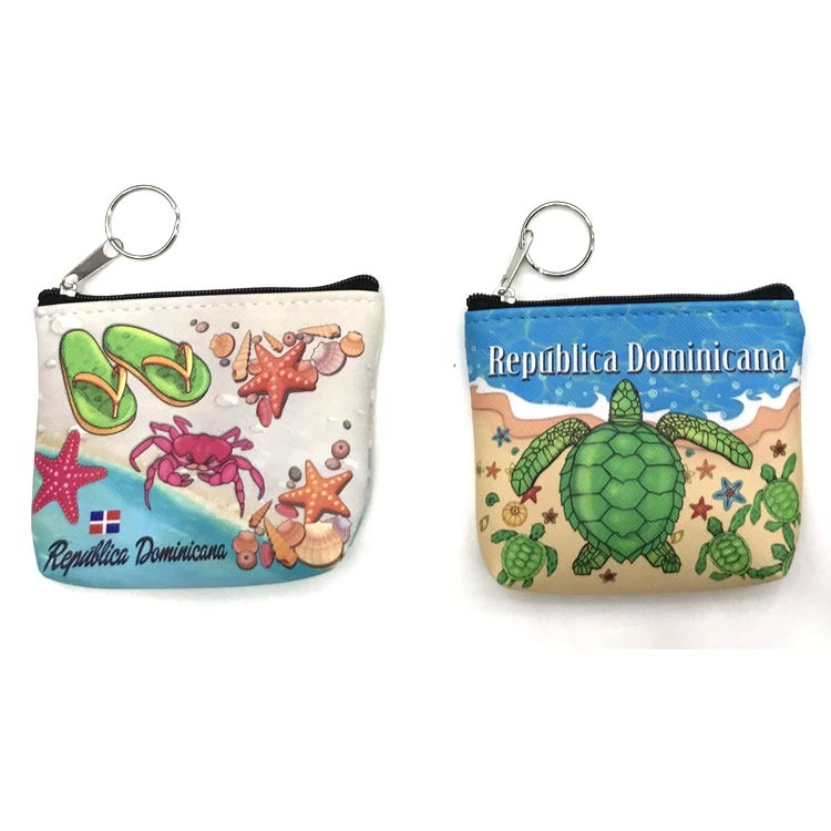 Custom Design PU Leather Mini Zipper Coin Purse with Key Chain