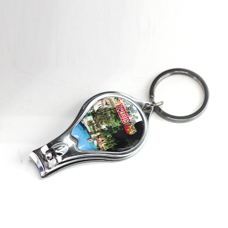 Custom Travel Multi Function Bottle Opener Keychain Gifts Metal Souvenir Nail Clipper Keychain