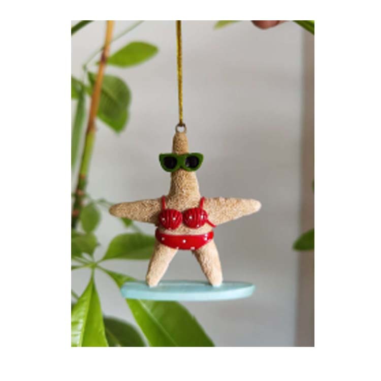 Beach Style Resin Starfish Christmas Ornaments Couple Decorative Xmas Hanging Decor