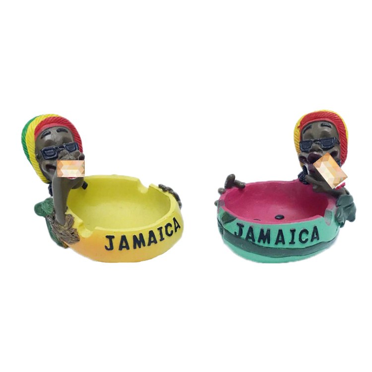 Wholesale Resin Ashtray Fancy Smoking Tobacco Cigarette Resin Rasta Cool Jamaican Ashtray