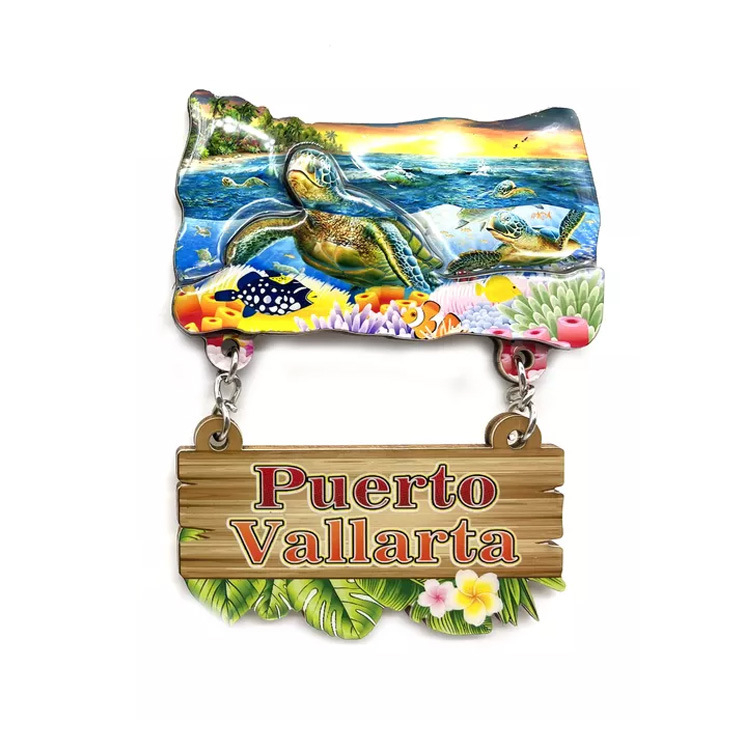 Custom Beach Tourist City Wood Mexico Puerto Vallarta Souvenirs Fridge Magnet