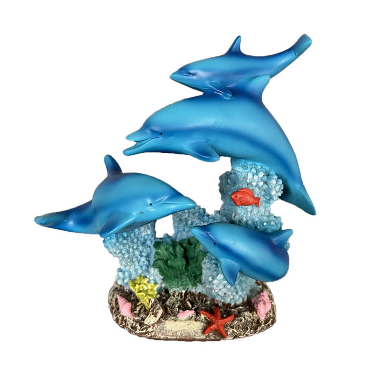 Sea World Souvenir Resin Dolphin Snow Globe Coral Reefs Statue Nautical Ocean Marine Decor Figurine