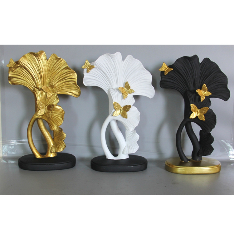 Factory Wholesale Luxury Resin Gold Leaf Statue Handicraft Decoration Home Decoration Gift