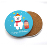 Custom Printing Cartoon Round Cork Christmas Coaster for Drinks