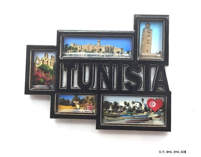 Custom Tourist Souvenir Wood Epoxy Fridge Magnet Souvenir Tunisia Fridge Magnet