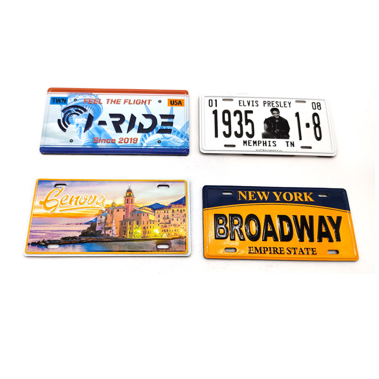 Custom Embossed Printing Beach Vacation Souvenir Aluminum License Plate Fridge Magnet