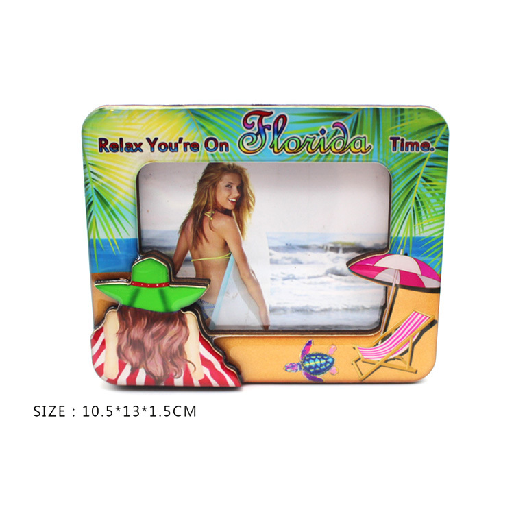 Custom Tourist Gift Travel Souvenirs Wood Photo Frame Florida Beach Souvenir Epoxy Picture Frame