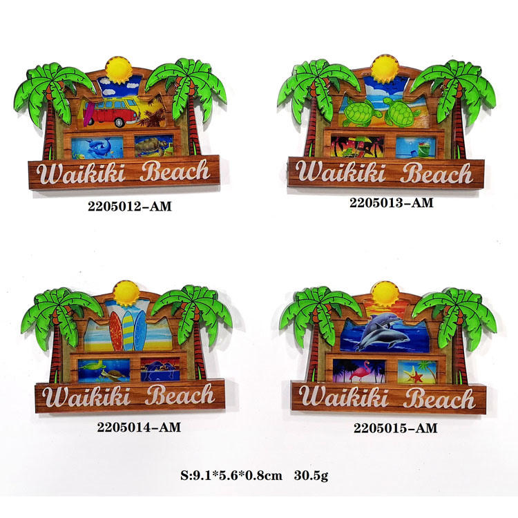 Custom Printed 3D Fridge Magnet Beach Island Hawaii Souvenirs Acrylic Fridge Magnet