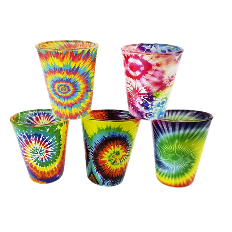 New Design Personalized Tie Dye Colored Tourist Souvenir Gift Shot Glass