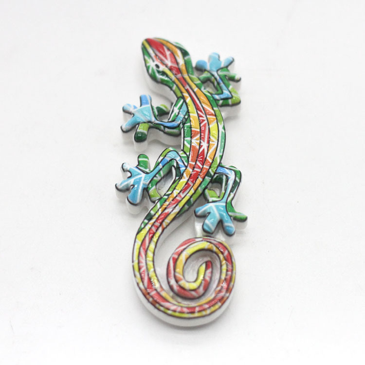 Custom Printing Spain Travel Souvenir Gift Polyresin Gecko Fridge Magnet Manufacturer