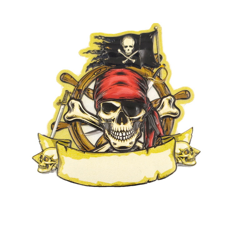 Wholesale Pirate Souvenir Skull Fridge Magnet Custom Resin Refrigerator Sticker