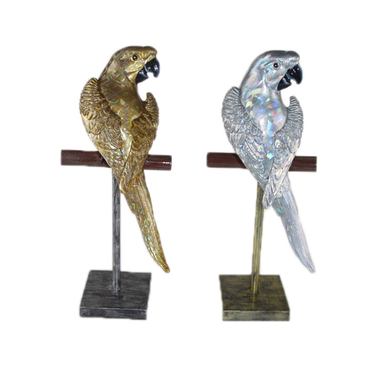 Luxury Table Decor Gold Resin Parrot Figurine Animal Home Decoration