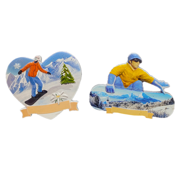 Factory Wholesale Resin France Austria Switzerland Germany Souvenir Snow Mountain Fridge Magnet