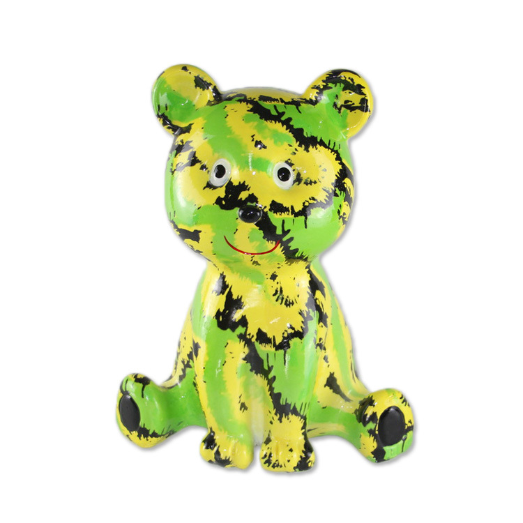 New Rainbow Color Cute Resin Teddy Bear Sitting Bear Statue for Home Decor