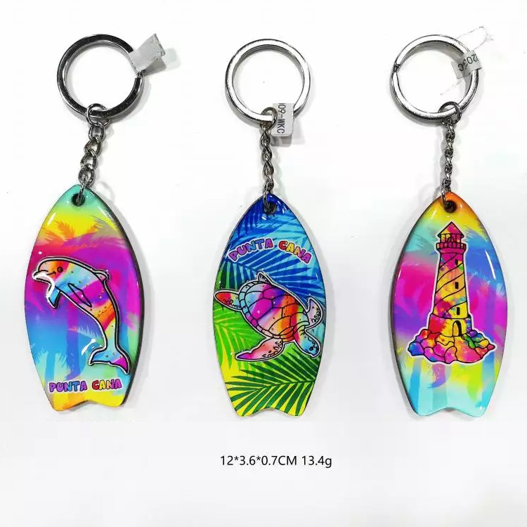 Souvenir Collection Tourist Gift MDF Souvenir Custom Wood Turtle Keychain Epoxy Keychain Promotion