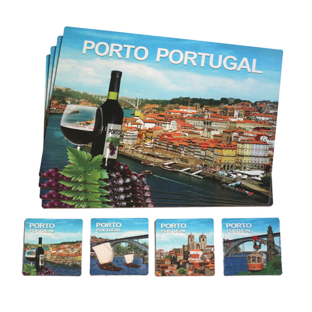 Custom Printing Tourist Souvenir MDF Black Bear Coaster Set