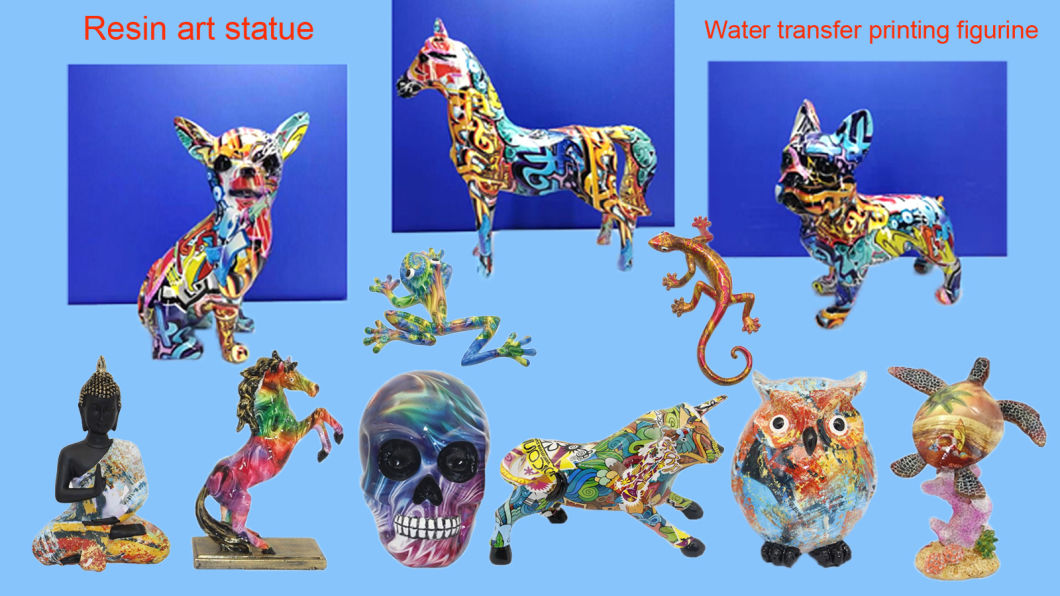 Water Transfer Printing Modern Art Sculpture Animal Figurine Resin Rhino Statue