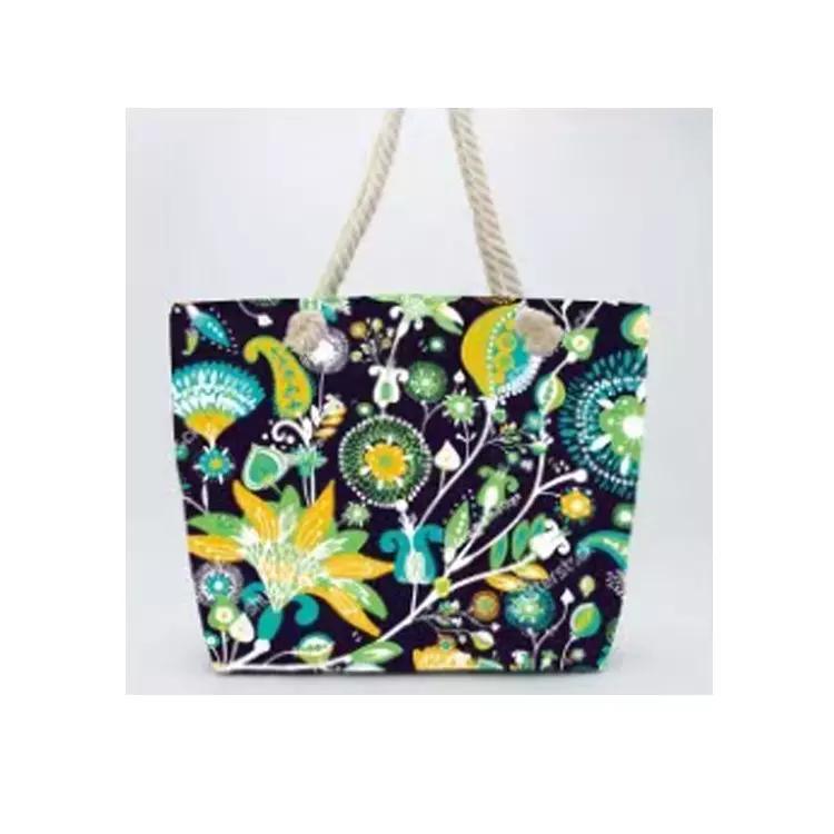 Factory Wholesale Print Women Boho Canvas Beach Bag Mandala Tote Bags