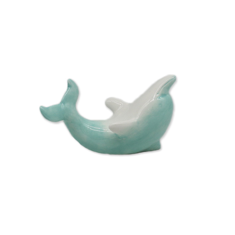 Tropical Beach Ocean Style Animal Craft Home Decor Ceramic Dolphin Figurine