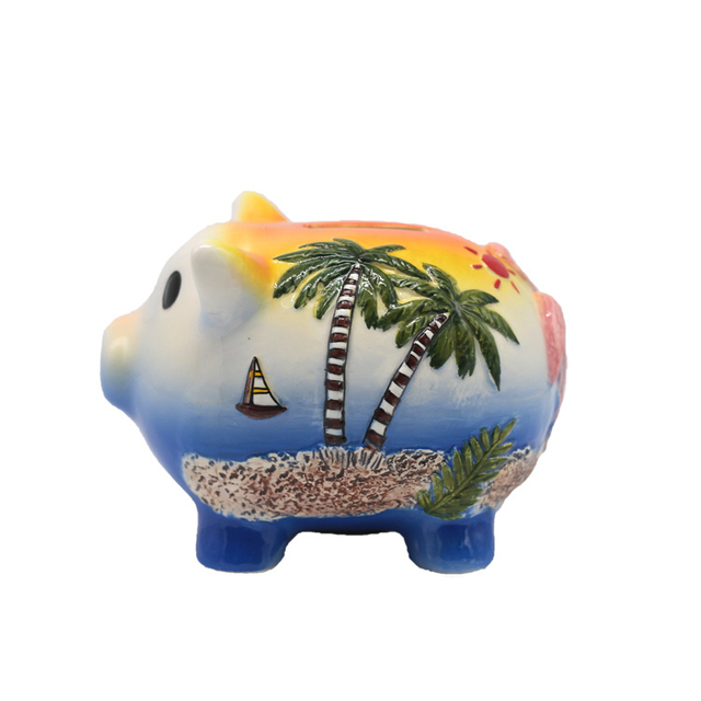 Custom 3D Embossed Piggy Bank Ceramic Pig Shaped Piggy Banks