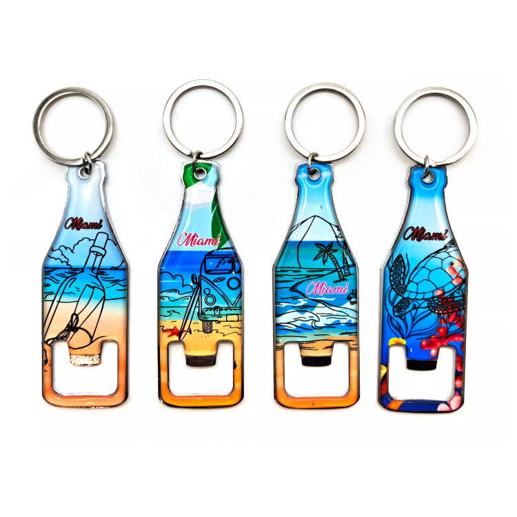 Colorful Epoxy Beach Souvenir Gift Custom Bottle Opener Keychain