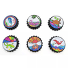 Customized Beach Souvenir Design Bottle Cap Shape Round Fridge Magnet Bottle Opener