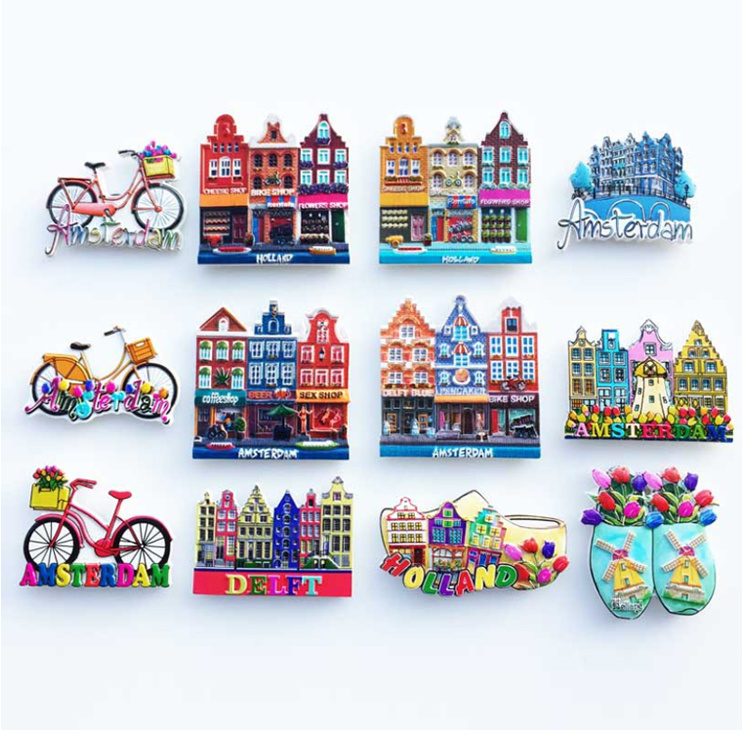 Custom Resin 3D Printing Spain Souvenir Barcelona Local Style Classic Architectural Fridge Refrigerator Magnets