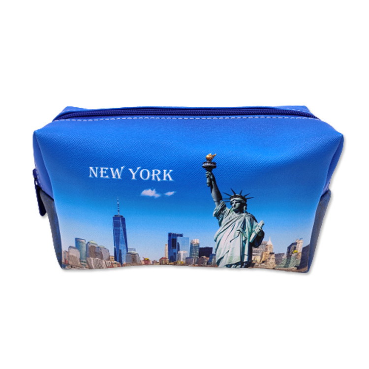 Custom Sublimation Fashion Women Waterproof Portable Large PU Leather Makeup Bag with Logo