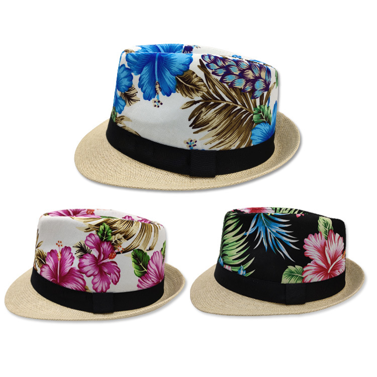 Womens Straw Fedora Beach Sun Hat Wide Brim Panama Hat for Women Summer Hat